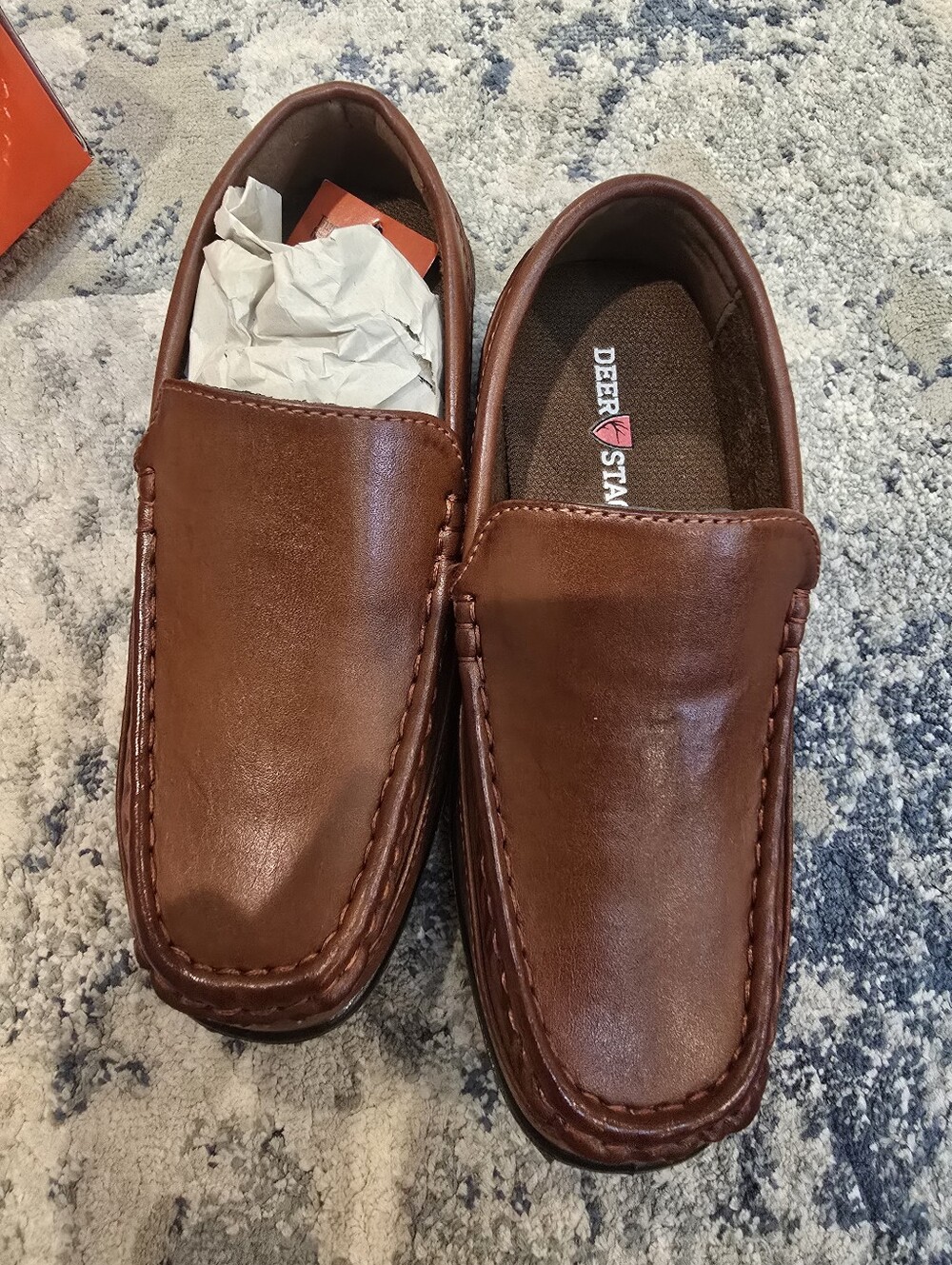 New Deer Stags Children's Tan-Brown Slip-On Loafers - Kid 1
